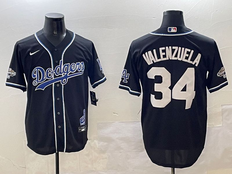 Men Los Angeles Dodgers #34 Valenzuela Black Fashion Game 2025 Nike MLB Jersey style 306